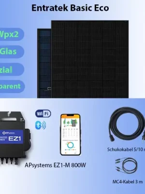 Entratek Basic Eco|Balkonkraftwerk 800W/910Wp|EZ1-M&Jolywood 455Wp Must-Have