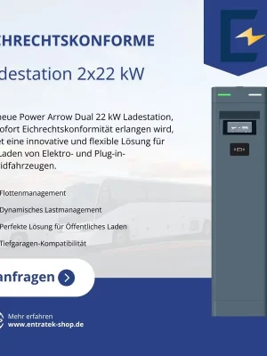 Preiswert Entratek Eichrechtskonforme Doppelladestation Power Arrow Dual 2 x 22 kW mit Steckdose|ISO 15118