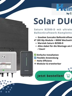 Solar DUO - 800W Goodwe Suncake Balkonkraftwerk Komplettset mit erweiterbarem Speicher Saturn B2500D Kostenfreie Lieferung