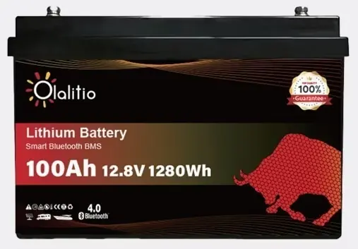Olalitio LiFePO4 Lithiumbatterie 12,8 V 100 Ah Smart BMS Markenprodukt