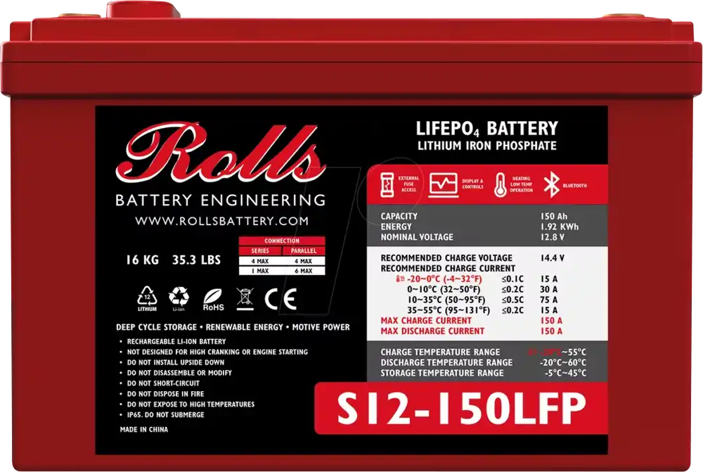 Rolls S12-150LFP 150Ah Lithiumbatterie Direkt Vom Hersteller