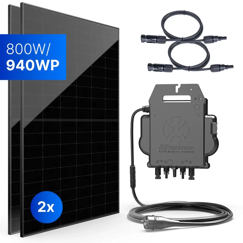 Balkonkraftwerk 800W/940Wp bifazial mit 3m Anschlusskabel Heißes Angebot