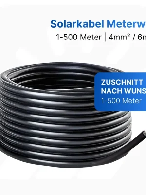 Bestpreis Solarkabel MC4 | 6mm² | Schwarz | Meterware