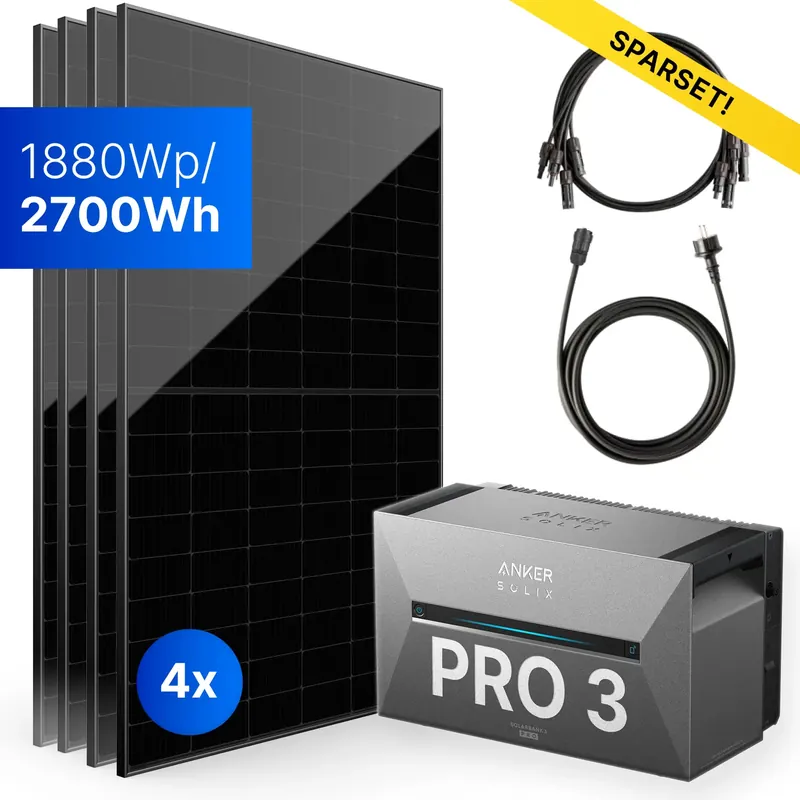 1880Wp Balkonkraftwerk mit Anker SOLIX Solarbank 3 E2700 PRO - 2700Wh - 4x470Wp Expressversand