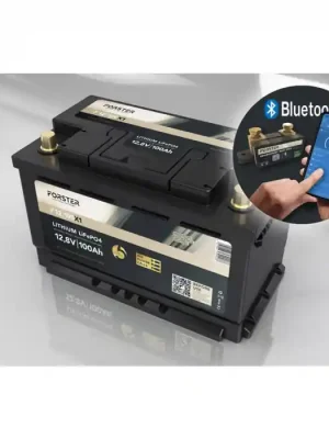 Bestpreis LiFePO₄ Premium Batterie FORSTER F12-100XB2 12,8 V/100 Ah 200 A-BMS-2.0 | Bluetooth Mess-Shunt | Untersitz Ducato Ford PSA