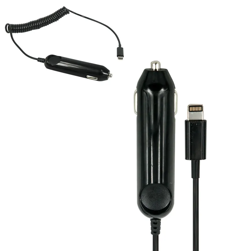 Online Kaufen iProtect KFZ-Spiralkabel Ladeadapter Lightning Anschluss 12V schwarz Ladegerät