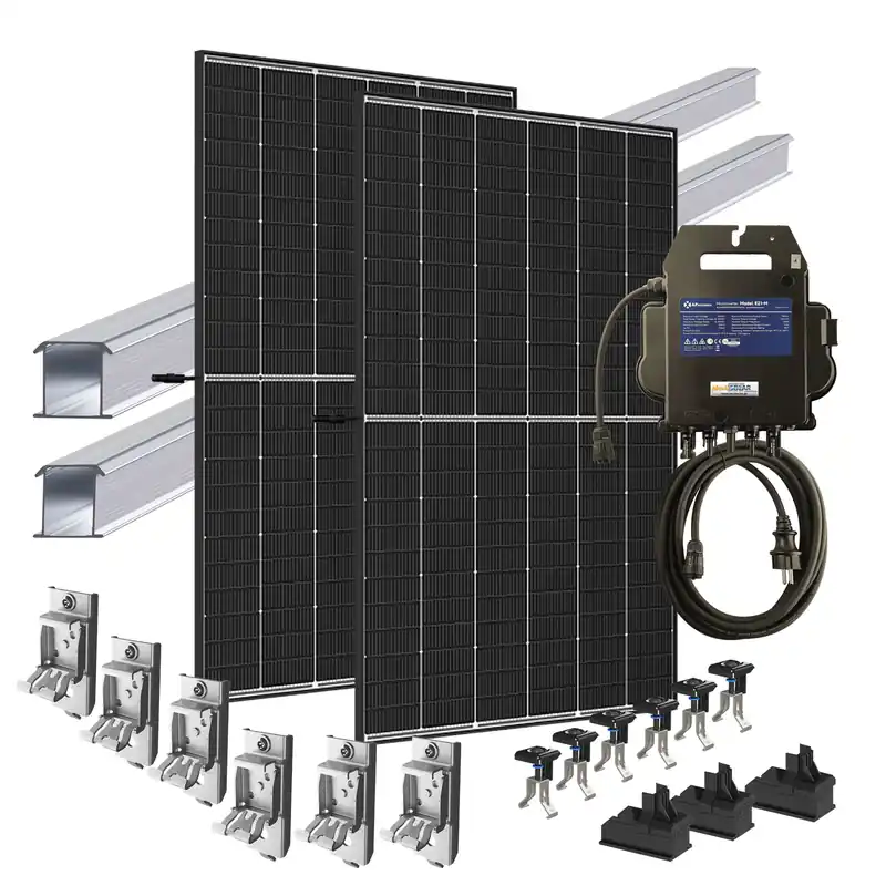 Jetzt Kaufen plenti SOLAR Balkonkraftwerk 910Wp/800W Wandmontage EVO 2 Module APsystems EZ1