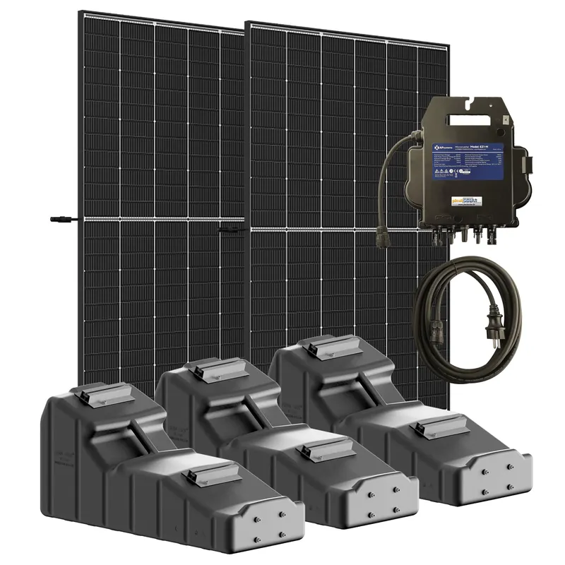 Gratis Versand plenti SOLAR Balkonkraftwerk 910Wp/800W Flachdach Ballast 2 Module APsystems EZ1