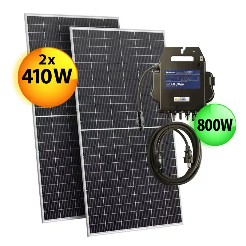 Neuheit plenti SOLAR Balkonkraftwerk 800W 2 Module + Wechselrichter APsystems EZ1-M
