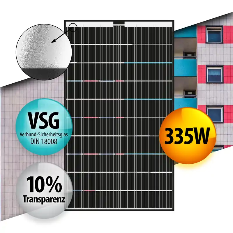 Nur Für Kurze Zeit 10% Transparentes Glass/Glass PV Modul 335Wp Solarpanel mit Rahmen Überkopfmontage