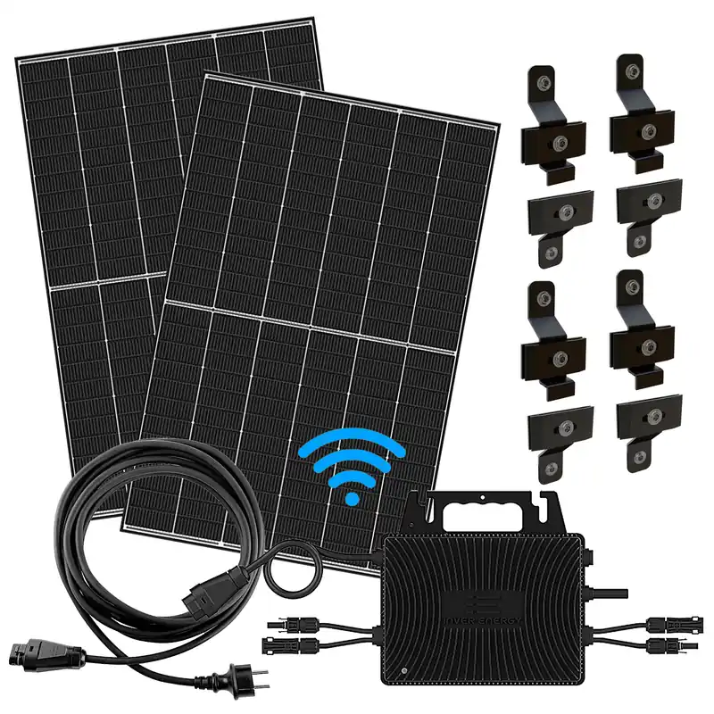 plenti SOLAR Zaun Solaranlage 850Wp/800W 2 Module Wechselrichter Stabgitterzaun Günstig