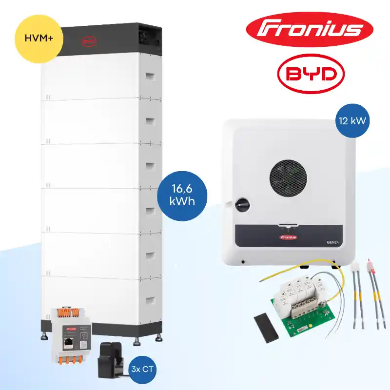 Günstig Fronius Symo GEN24 12.0 Plus SC + BYD Battery-Box HVM+ 16.6 kWh – Hybrid-Wechselrichter & Batteriespeicher Set