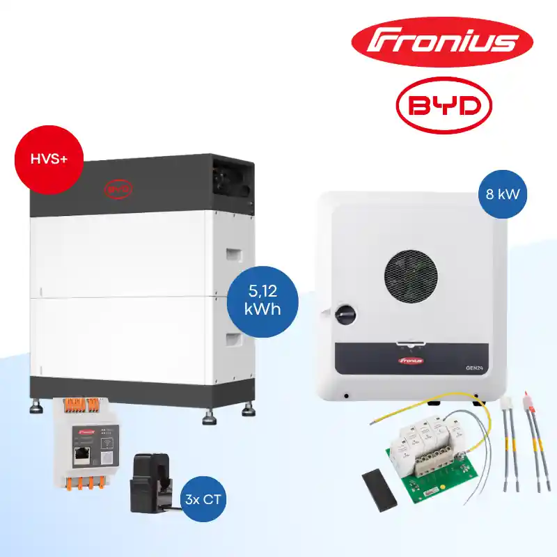 Fronius Symo GEN24 8.0 Plus SC + BYD Battery-Box HVS+ 5.1 kWh – Hybrid-Wechselrichter & Batteriespeicher Set Wochenendangebot