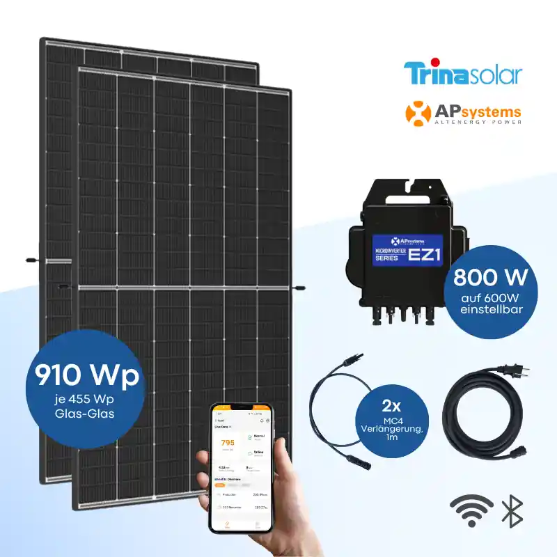 Balkonkraftwerk Trina Solar 910 Wp mit APsystems EZ1 Letzte Chance