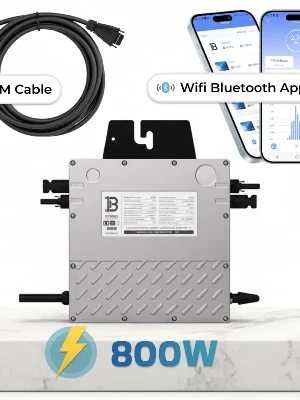 BENY Mikro-Wechselrichter 800 W BYM800 für Balkonkraftwerk, IP67 wetterfest, Plug-&-Play Installation, 2 MPPT, WIFI, inkl. 5 m Anschlusskabel, Micro Inverter Neu