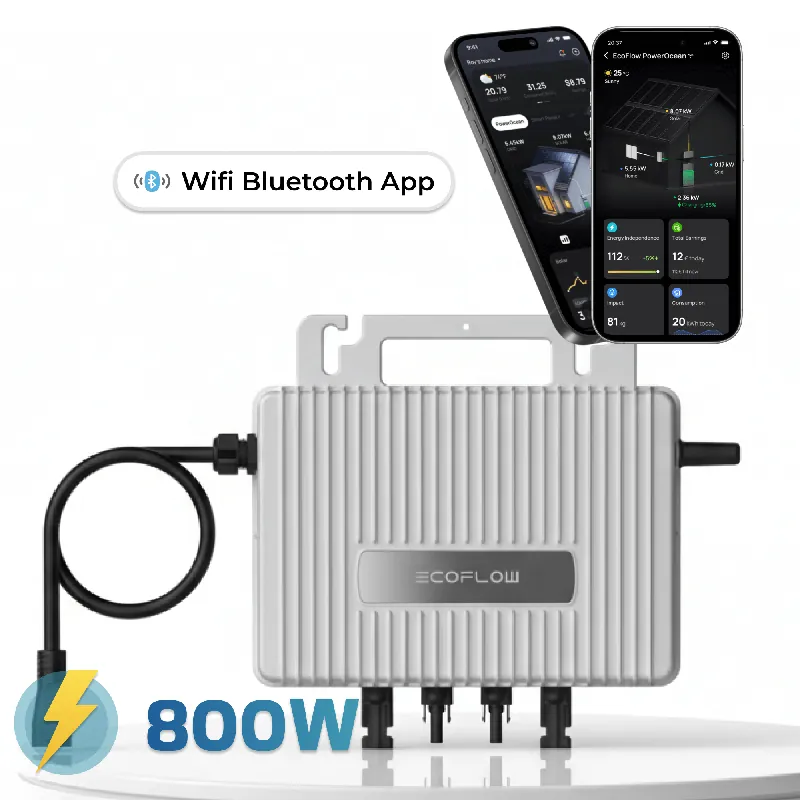 Schneller Versand ECOFLOW Mikro-Wechselrichter 800 W EFStreamMI800W für Balkonkraftwerk, IP67 wetterfest, Plug-&-Play Installation, 2 MPPT, Bluetooth & WIFI, Micro Inverter