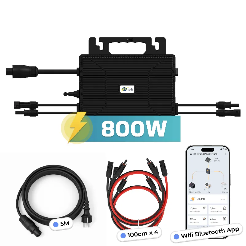 Astro-E Mikro-Wechselrichter 800 W TM-L800Mi für Balkonkraftwerk, IP67 wetterfest, Plug&Play Installation, 2 MPPT, Bluetooth WIFI, inkl. 5m Anschlusskabel & 4x1 m Solar-Verlängerungen, Micro Inverter Neuheit