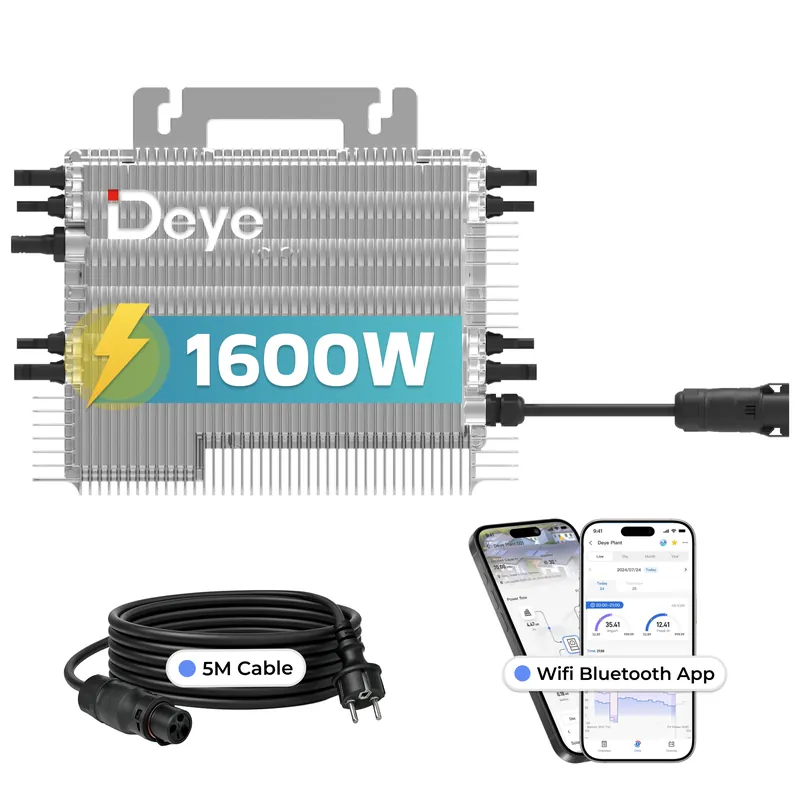 Sofort Bestellen DEYE Mikro-Wechselrichter 1600 W SUN-M160G4-EU-Q0 inkl. 5m Anschlusskabel für Mini-PV Solaranlage Balkonkraftwerk, IP67 wetterfest, 4 MPPT, WIFI, Micro Inverter