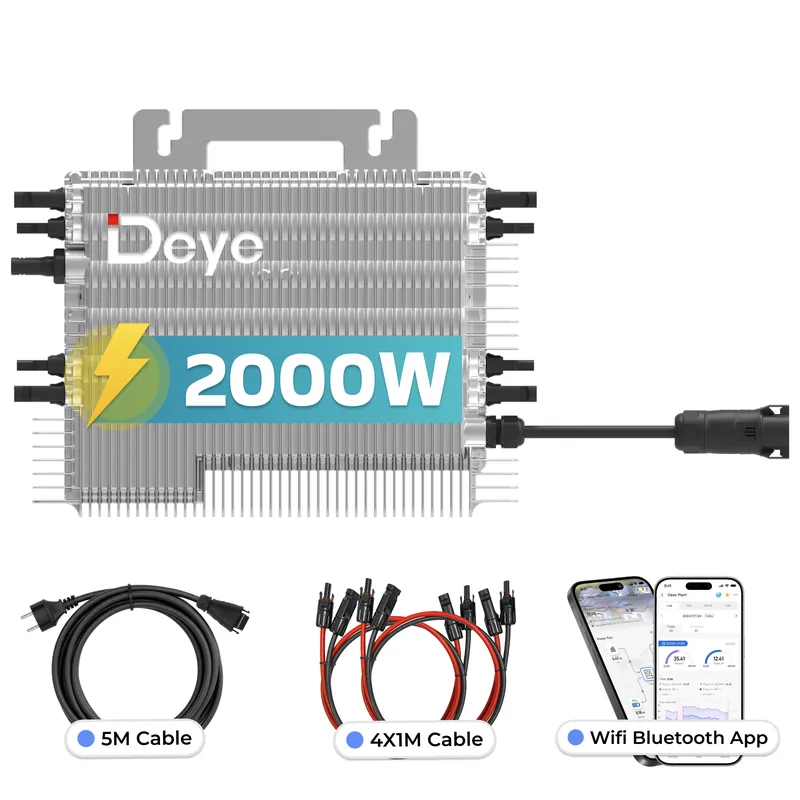 Neu Im Sortiment DEYE Mikro-Wechselrichter 2000 W SUN-M200G4-EU-Q0 inkl. 5m Anschlusskabel und 4x1m Solarkabel für Mini-PV Solaranlage Balkonkraftwerk, IP67 wetterfest, 4 MPPT, WIFI, Micro Inverter