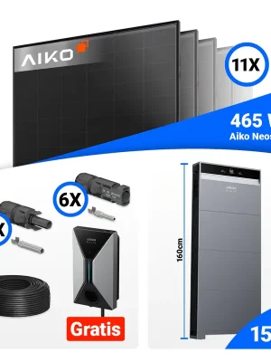 PV Komplettset 5 kWp – 11x AIKO 465W Full Black & Anker X1-H5K-T mit Speicheroption Garantierte Lieferung