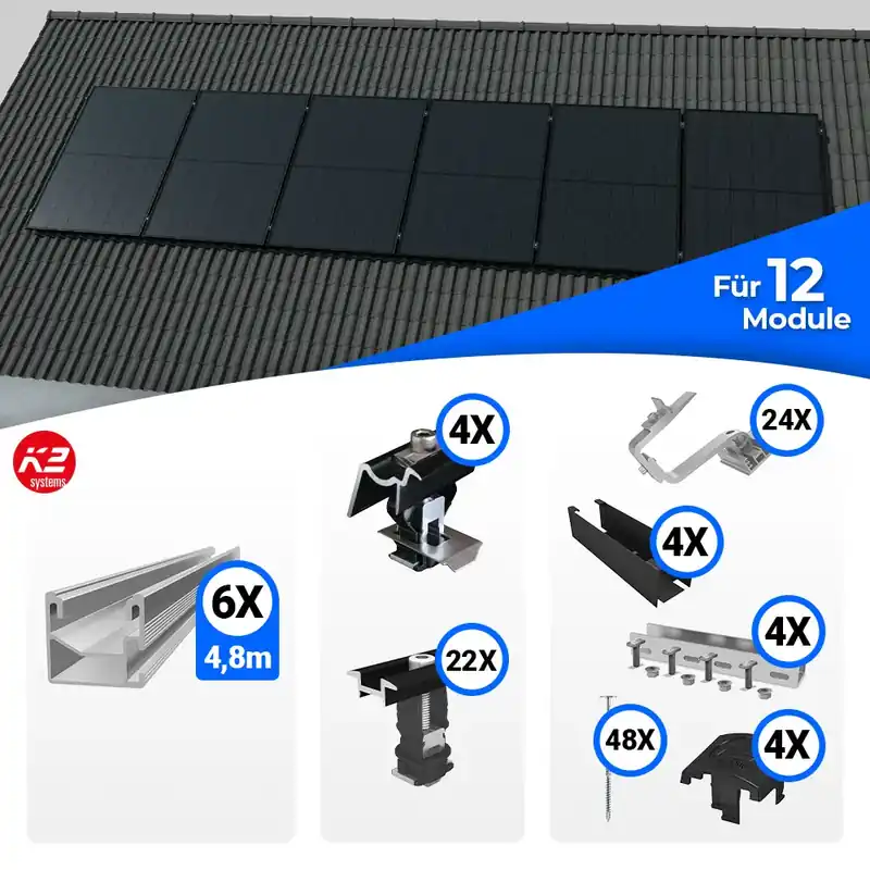 K2 Systems Schrägdach Montageset für 12 Solarmodule Bestpreis