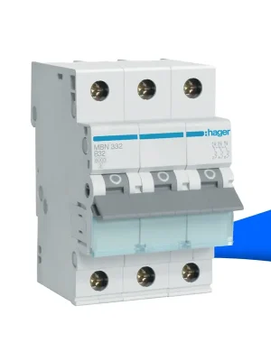 Hager MBN332 Leistungsschutzschalter, Sicherungsautomat,3-polig, 6kA, B-Charakteristik 32A 3 Module Sonderaktion