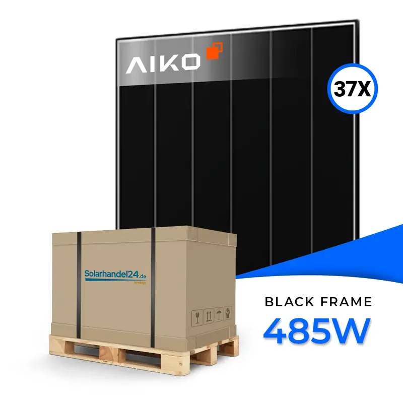 Ausverkauf AIKO Solar 485W Black Frame Dual Glass A485-MCE54Dw 3P+54 – Palettenpreis (37 Stk.)