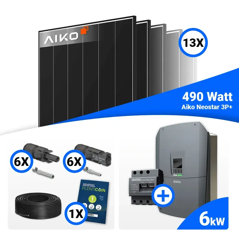 PV Komplettset 6 kWp – 13x AIKO 490W Black Frame & Kostal G3 S Plenticore mit Speicheroption Nur Für Kurze Zeit