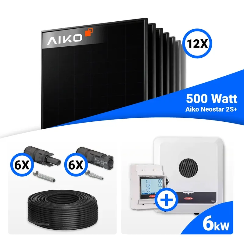 PV Komplettset 6 kWp – 12x AIKO 500W Full Black & Fronius SYMO-GEN24 6.0 Plus SC mit Speicheroption Jetzt Kaufen