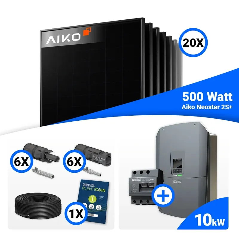 PV Komplettset 10 kWp – 20x AIKO 500W Full Black & Kostal G3 M Plenticore mit Speicheroption Sonderaktion
