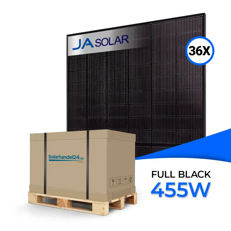 JA Solar 455W Bifazial Glas-Glas Full Black JAM54D41 LB - Palettenpreis (36 Stk.) Schneller Versand