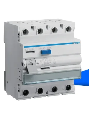 Aktuell Hager CFA425D Fehlerstromschutzschalter 4 polig 6kA 25A 300mA Typ A
