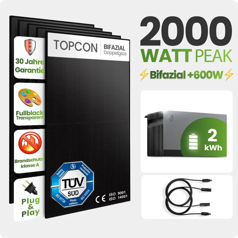 Tepto 2000W Balkonkraftwerk MaxPower mit 2,11 kWh Speicher FoxEss Avocado Angebot