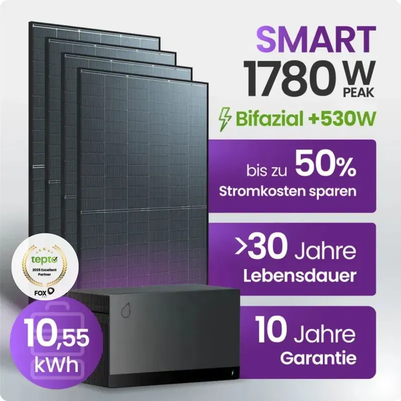 Online Kaufen Tepto 1860W Balkonkraftwerk Smart mit FoxEss Avocado 22 Pro 10,55kWh Speicher