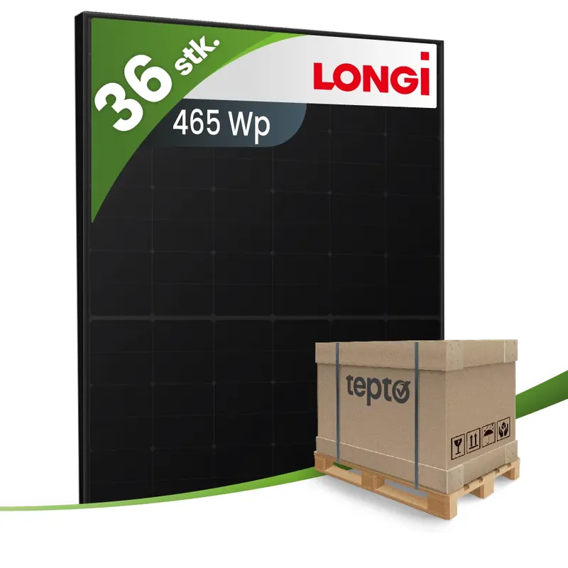 Kostenloser Rückversand Longi 465Wp LR7-54HVD-T-M Hi-MO X10 Glas-Glas Fullblack Tansparent HPBC 2.0 (Palette)