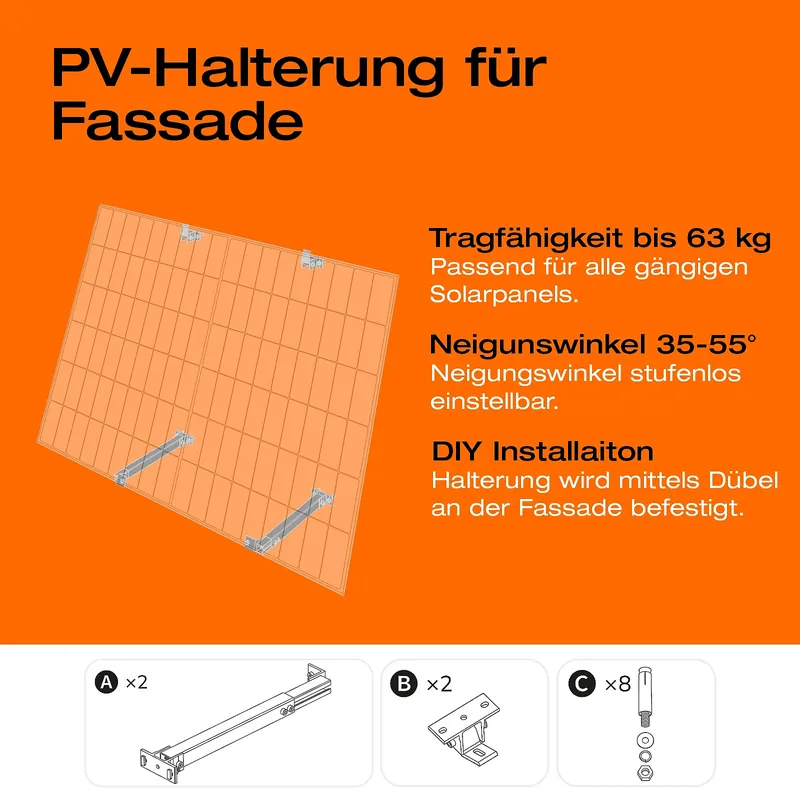 Balkonkraftwerk-Halterung für Fassade 50° Top-Angebot