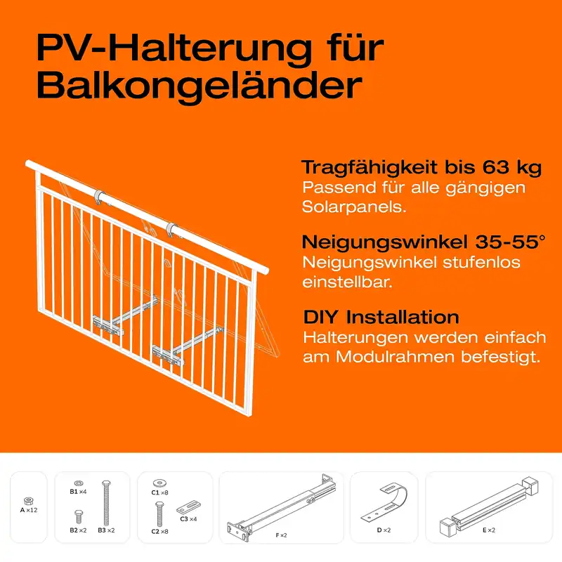 Markenprodukt Balkonkraftwerk-Halterung für Gittergeländer