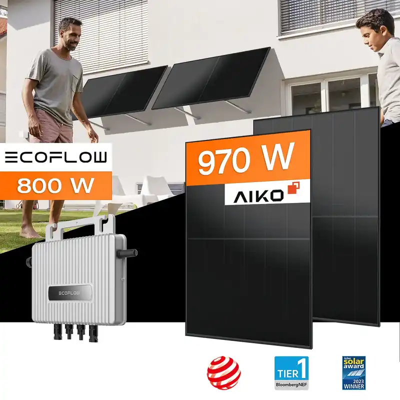 Markenprodukt Balkonkraftwerk 970 W mit Fassadenhalterung Vario