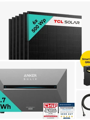Yuma x Anker - 3000W Solaranlage mit SOLIX Solarbank 3 PRO Markenprodukt