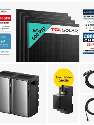 Sofort Bestellen 2000W Balkonkraftwerk mit STREAM Ultra inkl. AC Pro