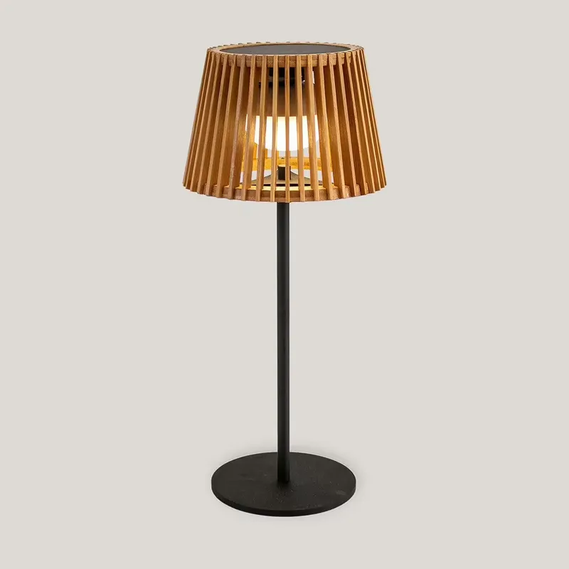 Tragbare LED Tischleuchte Solar Holz Metall 36 cm IP54 2700K Beliebt