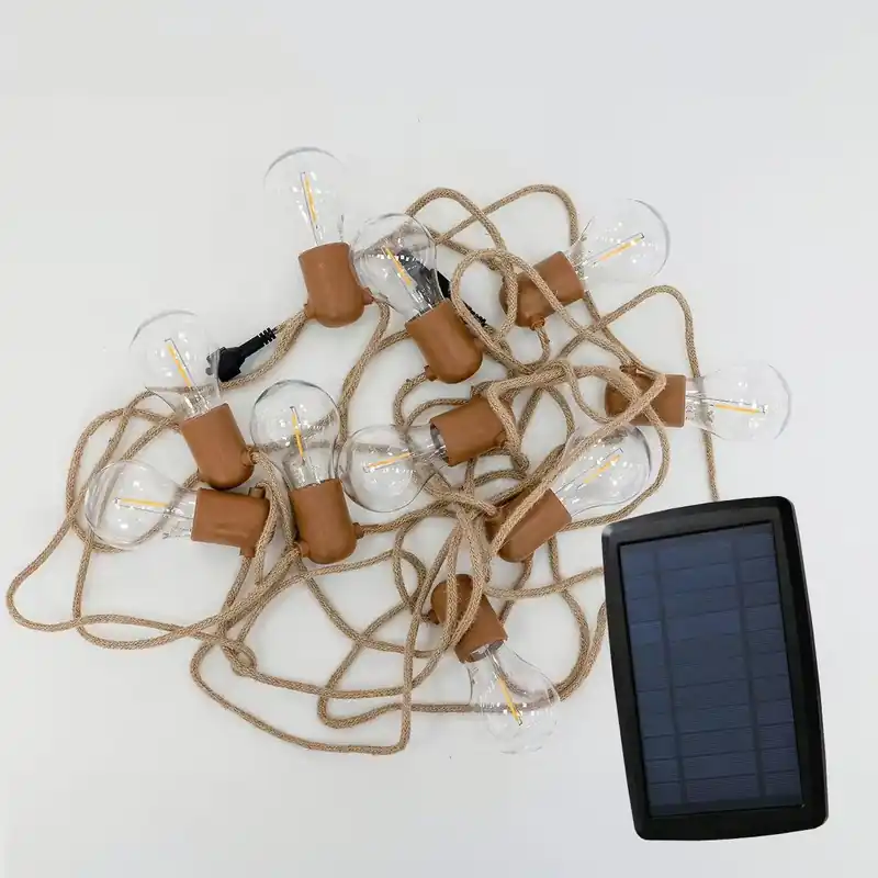 Solarlichterkette außen LED 2700K Jute IP44 5m lang Markenprodukt