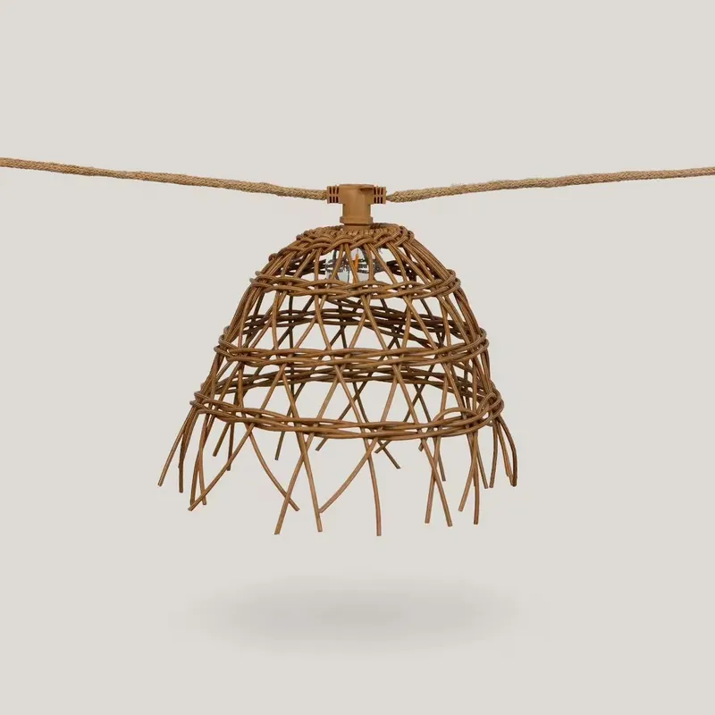 Saisonangebot Solarlichterkette LED 1800 K 5 m lang Jute Naturfaser