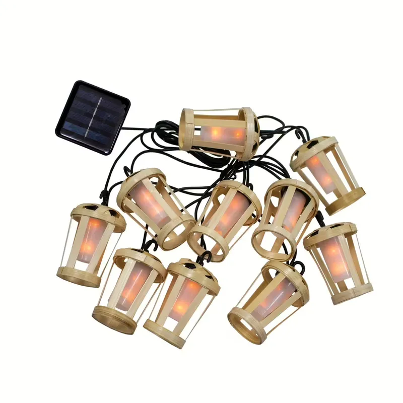 Rabatt LED Girlande Garten Solar 5m lang IP44 2000 K Bambus