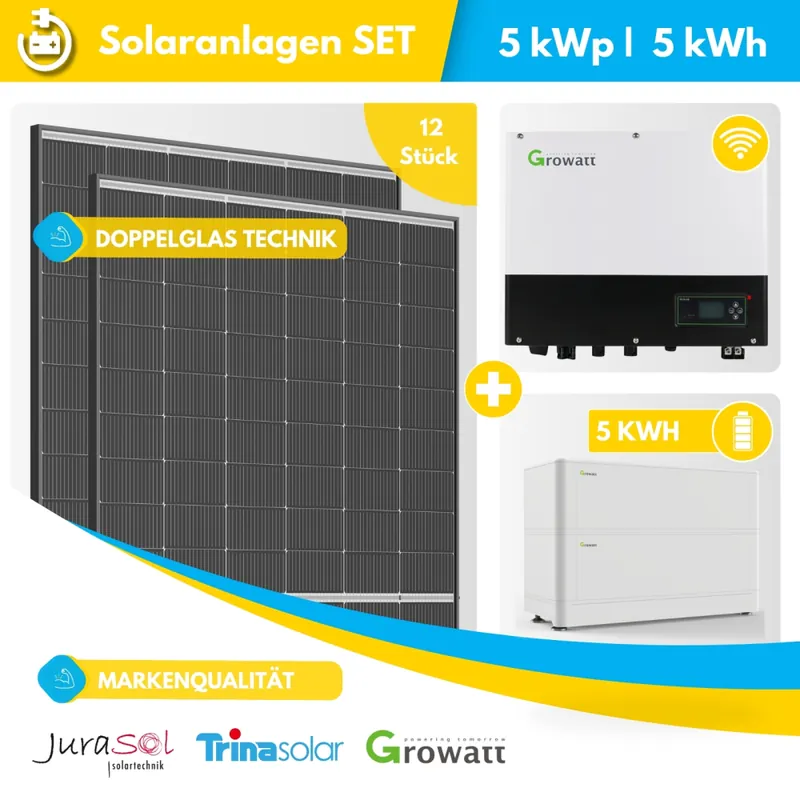 5000 Watt Photovoltaikanlage inkl. 5,0 kWh Lithium Batterie - Growatt Saisonangebot