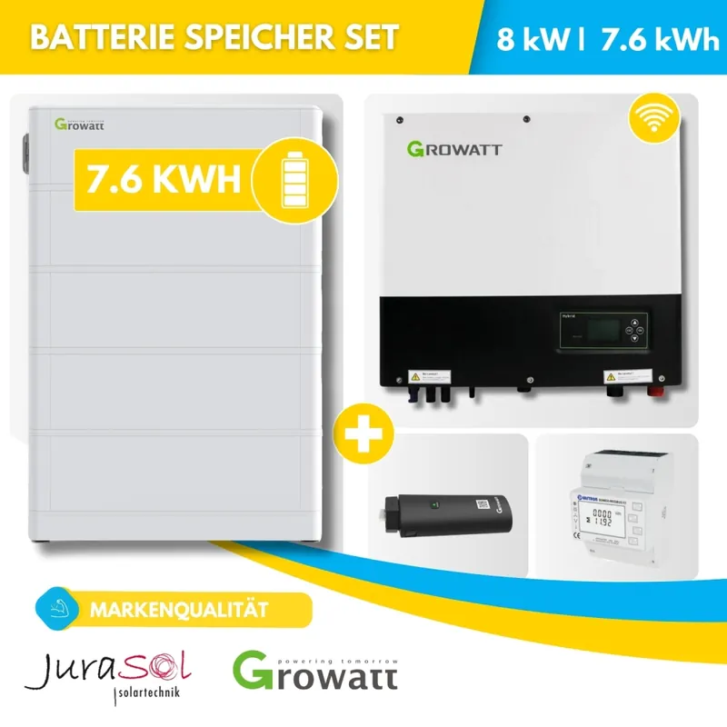 8000 Watt Hybrid Wechselrichter SET inkl. 7,68 kWh Batterie - Notstromfähig Sale