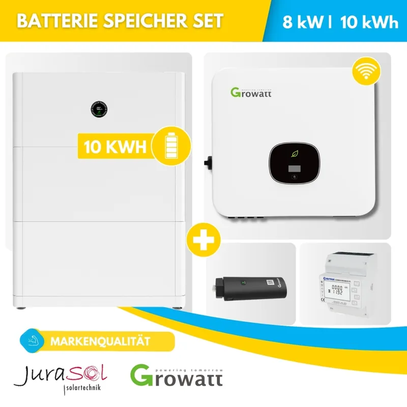 Letzte Chance 8000 Watt Hybrid Wechselrichter SET inkl. 10 kWh Batterie Growatt