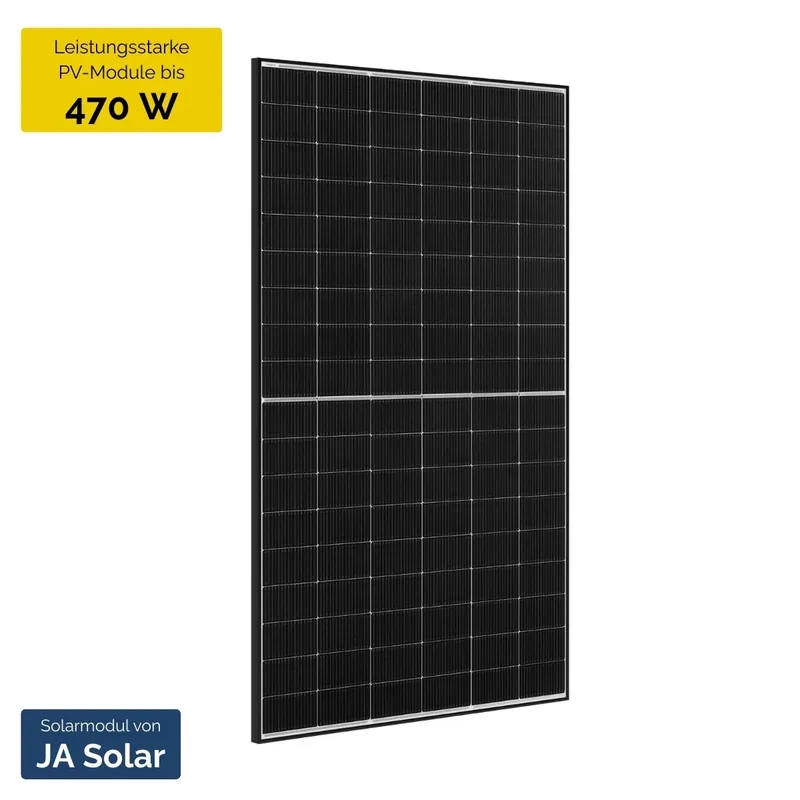 Heißes Angebot JA Solar JAM54D40 LR 470W Glas-Glas Black Frame Solarmodul