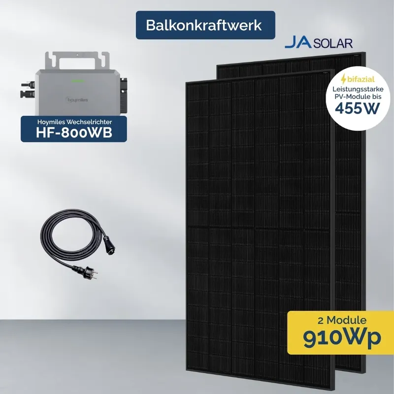 Balkonkraftwerk 800W mit 2 PV Modul JA Solar und Hoymiles Rabatt