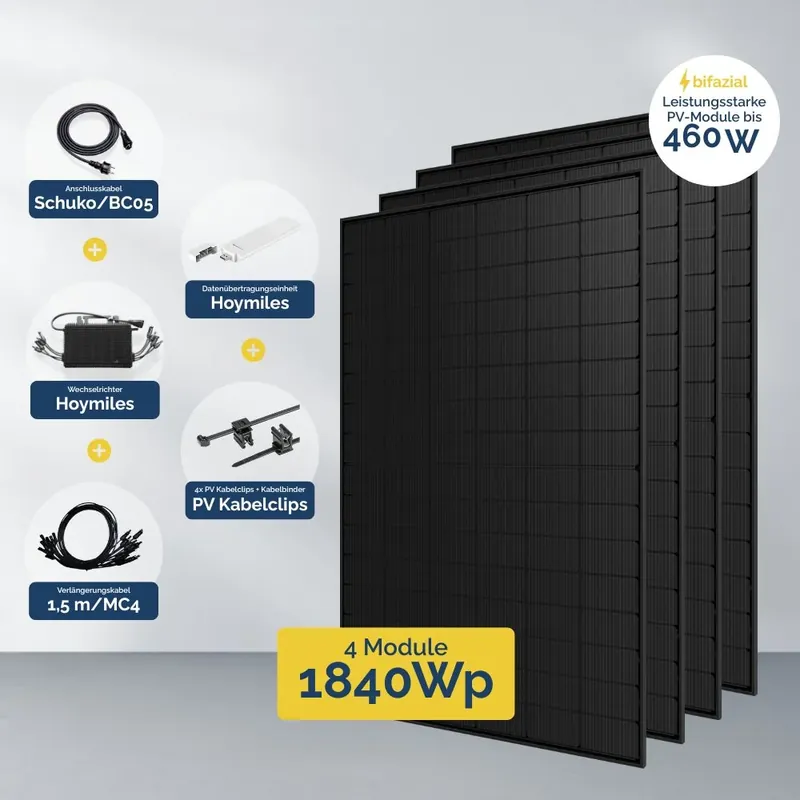 Balkonkraftwerk 1600W mit 4 PV Modulen Jolywood und Hoymiles Preiswert